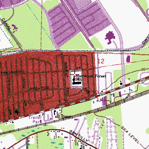 Topographic Map of Sherwood Forest Elementary School (historical), LA