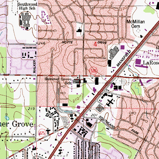 Topographic Map of Summer Grove Elementary School, LA