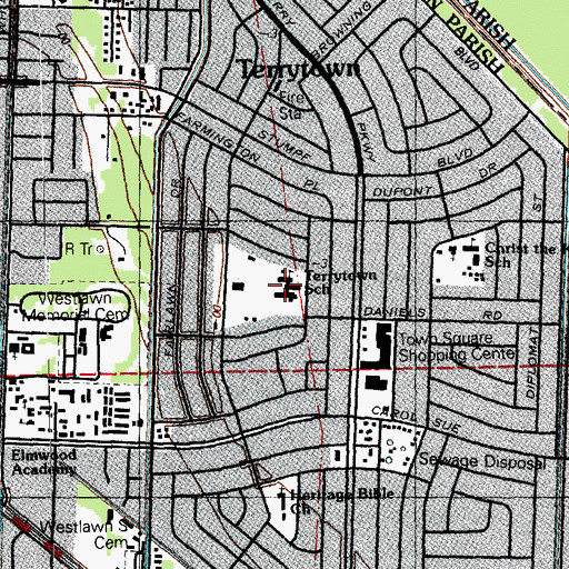 Topographic Map of Terrytown Elementary School, LA