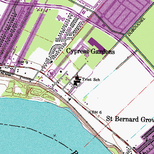 Topographic Map of N P Trist Middle School, LA