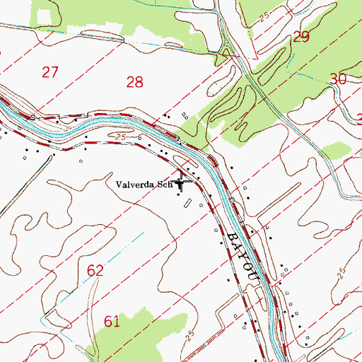 Topographic Map of Valverda Elementary School, LA