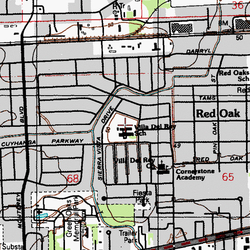 Topographic Map of Villa Del Rey Elementary School, LA