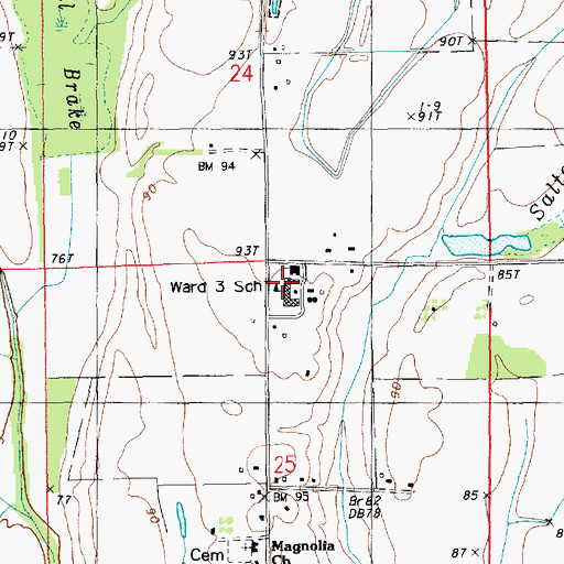 Topographic Map of Ward 3 High School (historical), LA