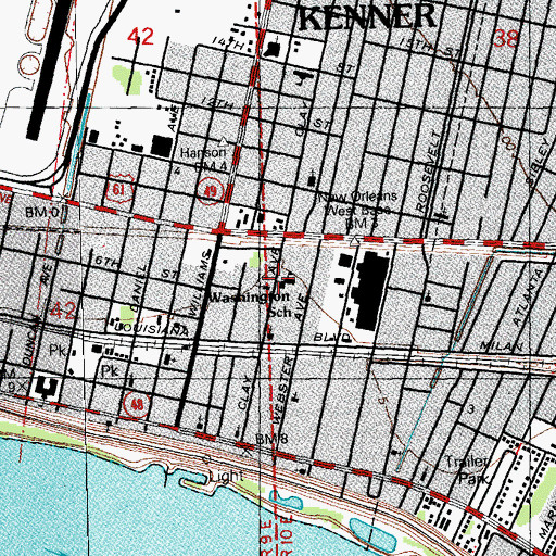Topographic Map of Washington Montessori School, LA