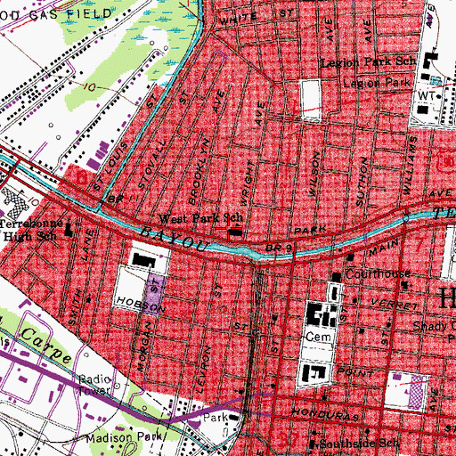Topographic Map of West Park Elementary School, LA