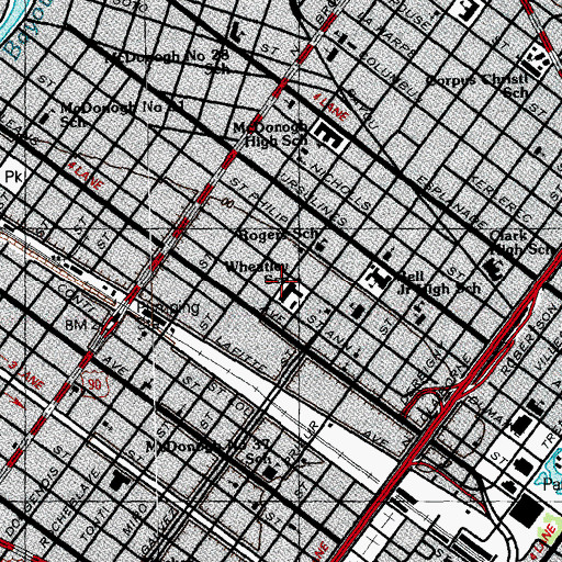 Topographic Map of Phillis Wheatley Elementary School (historical), LA