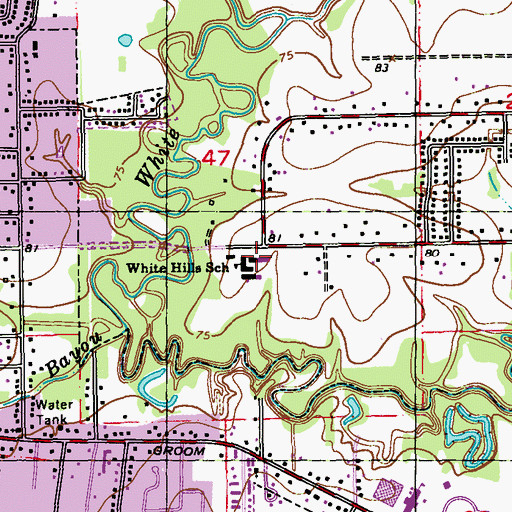 Topographic Map of White Hills Elementary School, LA