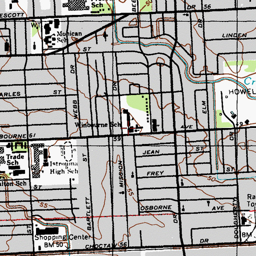Topographic Map of Winbourne Elementary School, LA