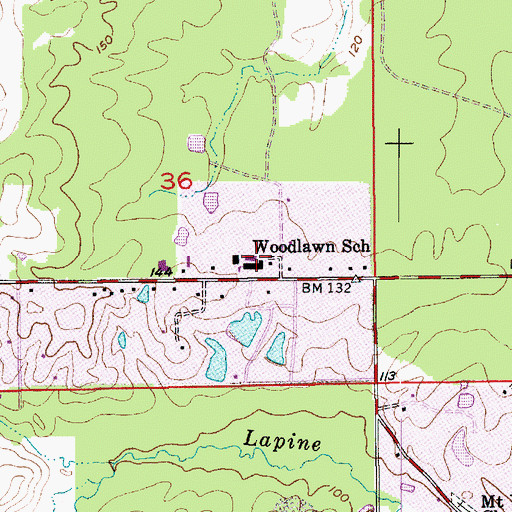 Topographic Map of Woodlawn Elementary School, LA