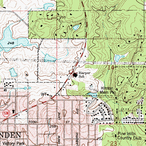 Topographic Map of J E Harper Elementary School, LA