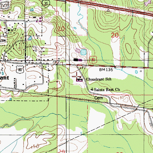 Topographic Map of CHOUDRANT ELEMENTARY SCHOOL, LA