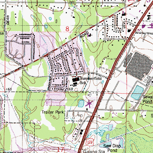 Topographic Map of Summerfield Elementary School, LA