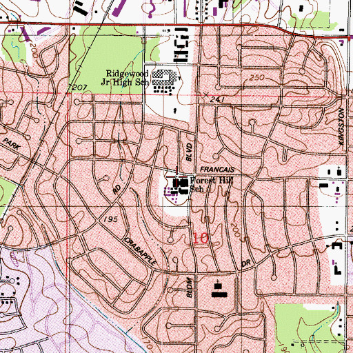 Topographic Map of Forest Hill Elementary School, LA