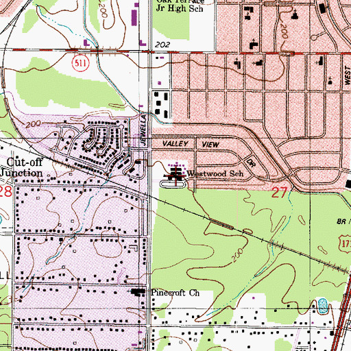 Topographic Map of Westwood Elementary School, LA