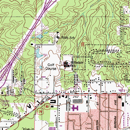 Topographic Map of Hillsdale Elementary School, LA