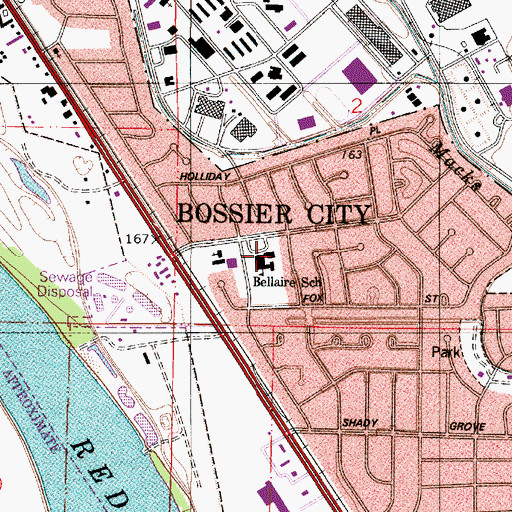 Topographic Map of Bellaire Elementary School, LA