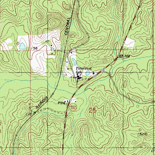 Topographic Map of Pinecrest Elementary and Middle School, LA