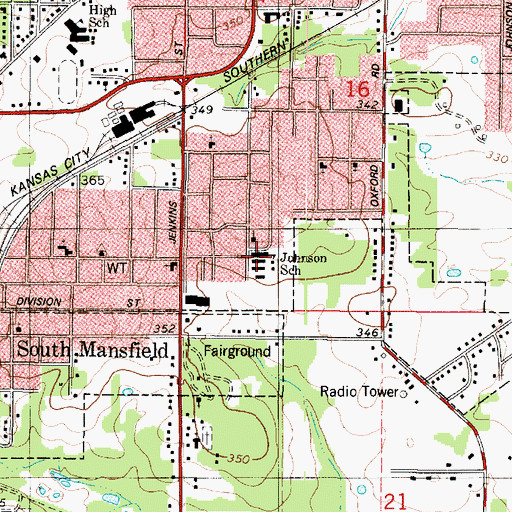 Topographic Map of Johnson Elementary School, LA
