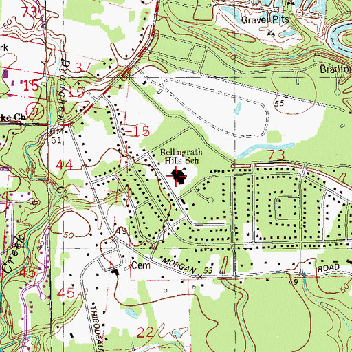 Topographic Map of Bellingrath Hills Elementary School, LA