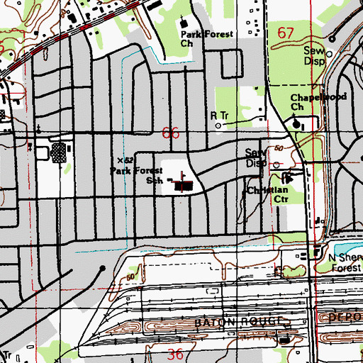 Topographic Map of Park Forest Elementary School, LA