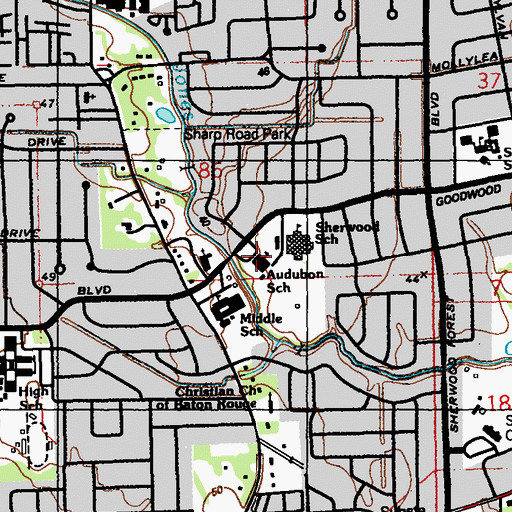 Topographic Map of Audubon Elementary School, LA