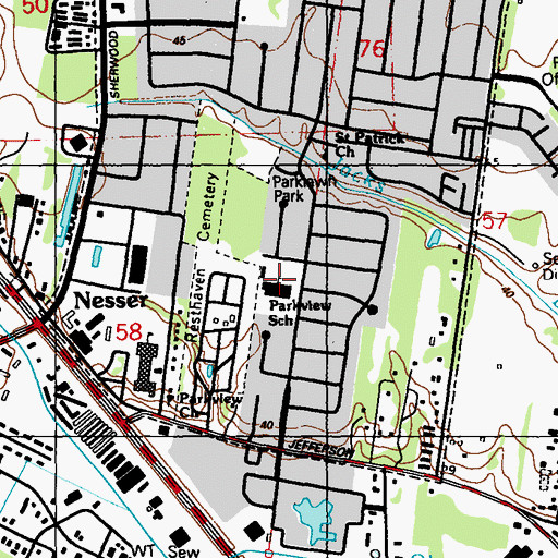 Topographic Map of Parkview Elementary School, LA