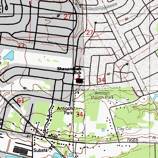 Topographic Map of Shenandoah Elementary School, LA