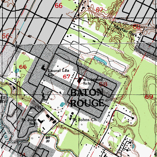 Topographic Map of Wildwood Elementary School, LA