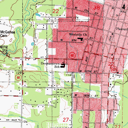 Topographic Map of Denhamtown Elementary School, LA