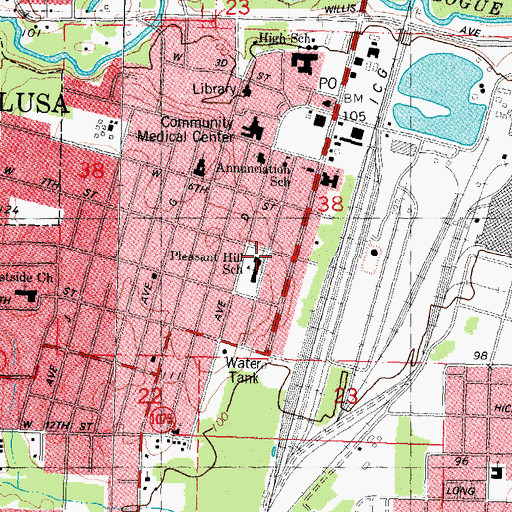 Topographic Map of Pleasant Hill Elementary School, LA