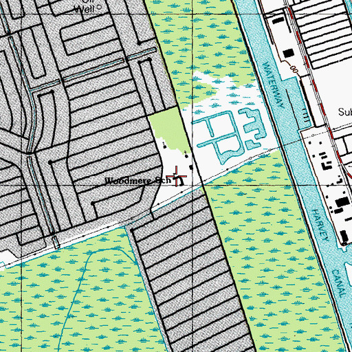 Topographic Map of Woodmere Elementary School, LA