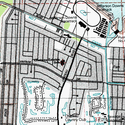 Topographic Map of Chateau Estates Elementary School, LA