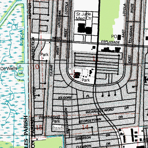 Topographic Map of John James Audubon Elementary School, LA