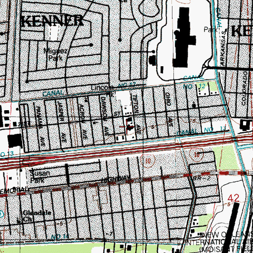 Topographic Map of Granville T Woods Elementary School, LA