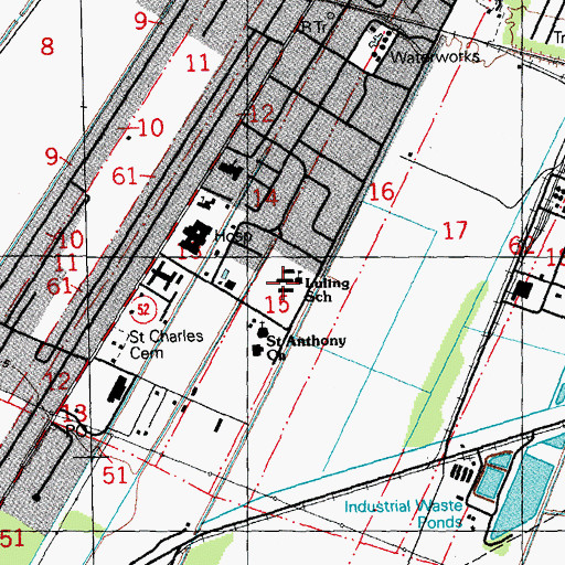 Topographic Map of Luling Elementary School, LA