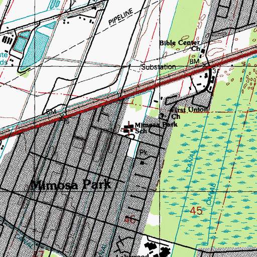 Topographic Map of Mimosa Park Elementary School, LA