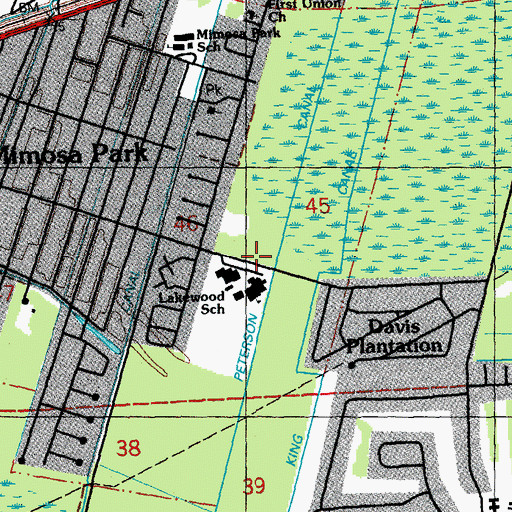 Topographic Map of Lakewood Elementary School, LA