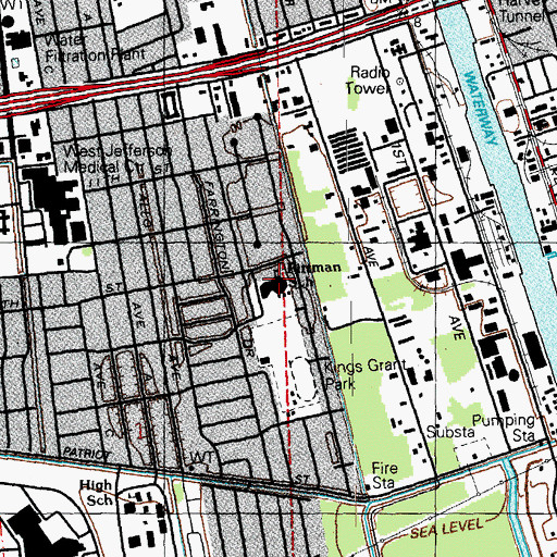 Topographic Map of Ella C Pittman Elementary School, LA