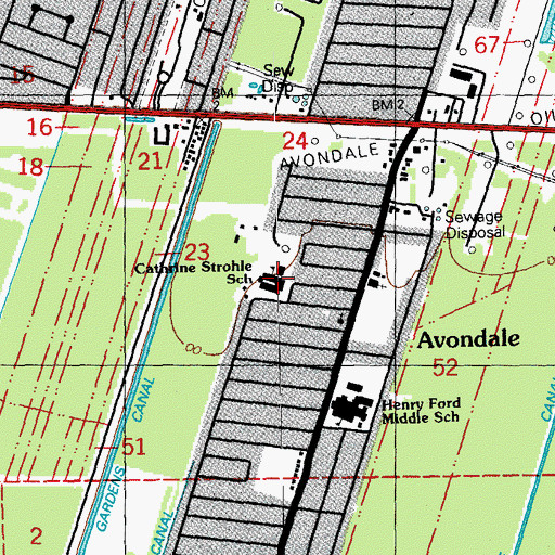 Topographic Map of Catherine Strehle Elementary School, LA