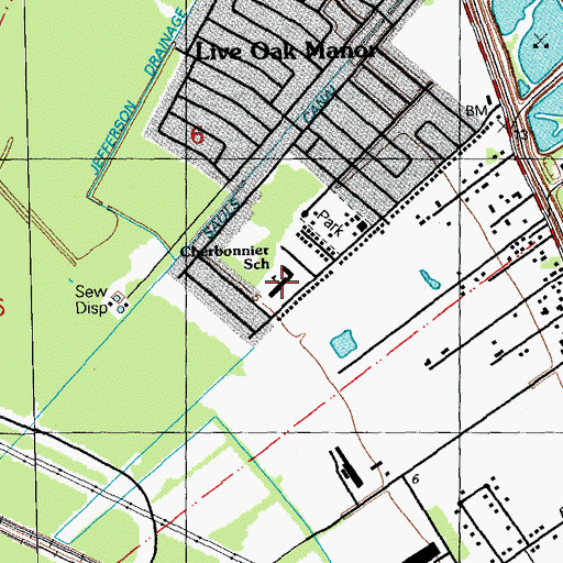 Topographic Map of Cherbonnier / Rillieux Elementary School, LA