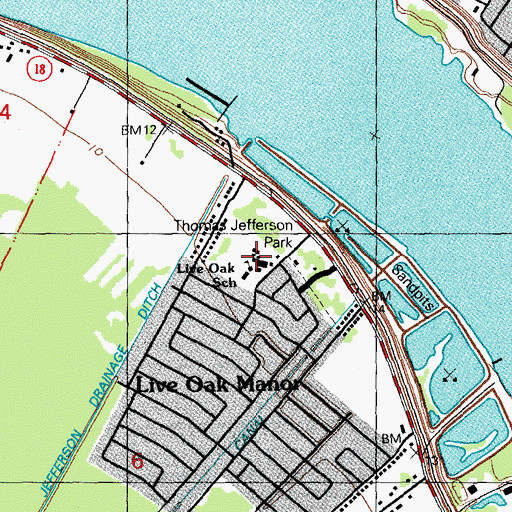 Topographic Map of Live Oak Manor Elementary School, LA