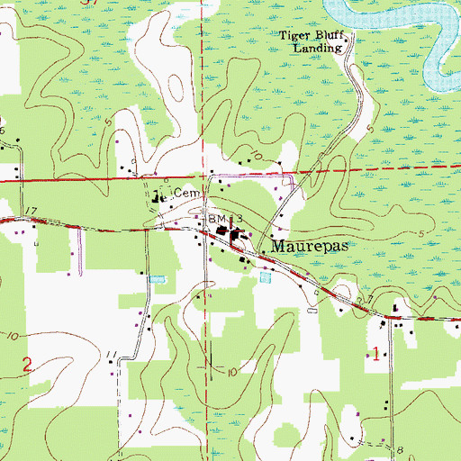 Topographic Map of Maurepas School, LA