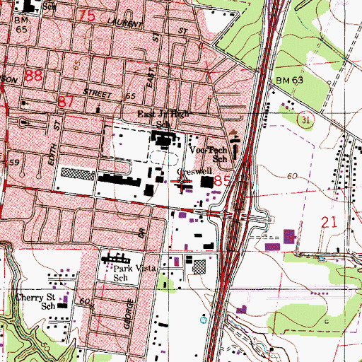 Topographic Map of Creswell Elementary School, LA