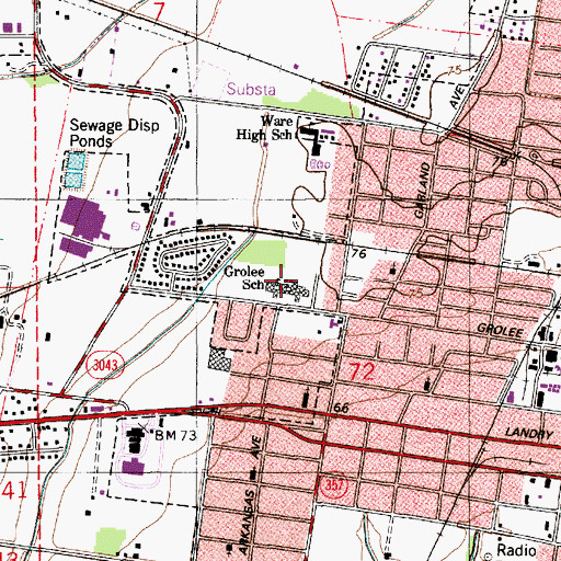 Topographic Map of Grolee Elementary School, LA