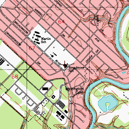 Topographic Map of BROADMOOR ELEMENTARY SCHOOL, LA
