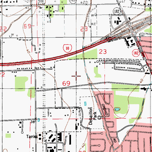 Topographic Map of J Wallace James Elementary School, LA