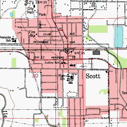 Topographic Map of L Leo Judice Montessori Elementary School, LA