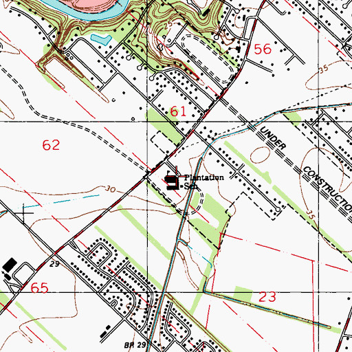 Topographic Map of Plantation Elementary School, LA