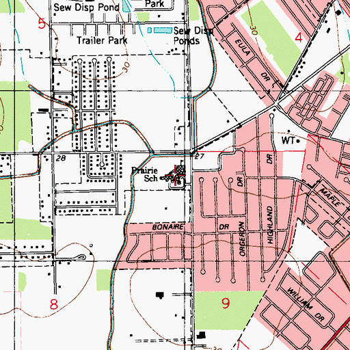 Topographic Map of Prairie Elementary School, LA