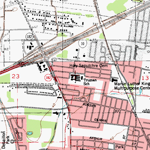 Topographic Map of Truman Montessori School, LA